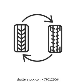 Tyre Replacement. Linear Icon. Line With Editable Stroke