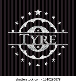 Tyre silver shiny emblem]. Vector Illustration. Mosaic.