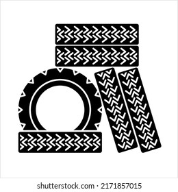 Tyre Stack Icon, Stack Of Tire Icon Vector Art Illustration