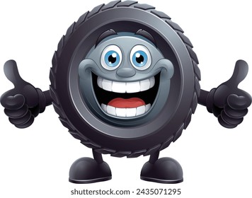 A tyre or tire cartoon car mechanic service mascot 