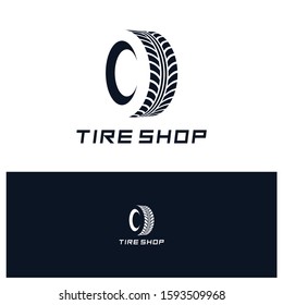 tyre or tire logo concept, wheel part  motorsport or car vector icon