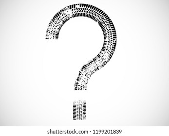 Tyre tread Vector . Question mark symbol .  tire tracks .