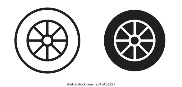 Icono de Vector de neumático en negro.