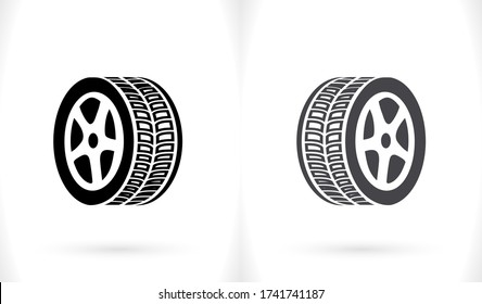 tyre - wheel car Icon Vector EPS 10. Car Wheel Drive Design Flat  Illustration
