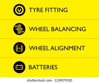 Tyre Works Icons Wheel Alignment Stock Vector (Royalty Free) 1139079320 ...