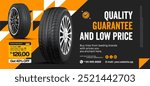 Tyres car advertisement poster. Black rubber tyre landscape advertisement.