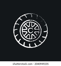 Tyres chalk icon. Vector isolated black illustration.