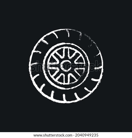 Tyres chalk icon. Vector isolated black illustration.
