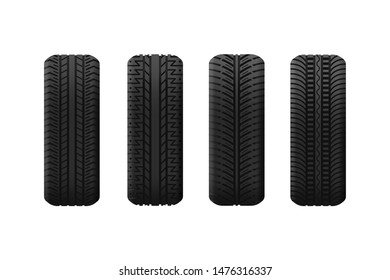 Tyres with different pattern isolated