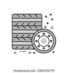 Tyres Fill Color Icon, Vector illustration