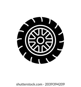 Tyres glyph icon. Vector fill black illustration.