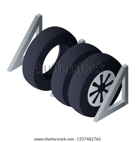 Tyres set garage icon. Isometric of tyres set garage vector icon for web design isolated on white background
