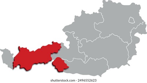 TYROL map 
FEDERATE STATE of AUSTRIA 3d isometric map