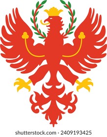 Tyrolean eagle colored red yellow VECTOR