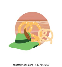 tyrolean hat germany with pretzel oktoberfest