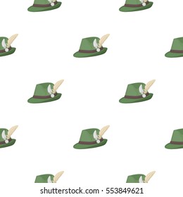 Tyrolean hat icon in cartoon style isolated on white background. Oktoberfest pattern stock vector illustration.