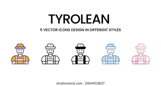 Iconos tiroleses diferentes estilo Vector ilustración de stock