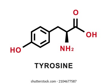 Fórmula química de la tirosina. Estructura molecular química de la tirosina. Ilustración del vector