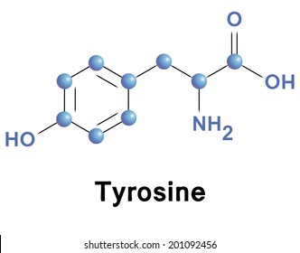 Tyrosine molecule, vector illustration.