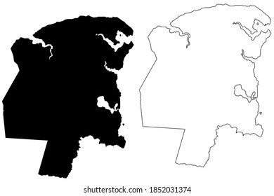 Tyrrell County, North Carolina State (U.S. county, United States of America, USA, U.S., US) map vector illustration, scribble sketch Tyrrell map