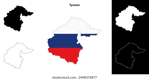 Conjunto de mapa de contorno en blanco de Tyumen