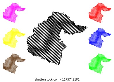 Tyumen Oblast (Russia, Subjects of the Russian Federation, Oblasts of Russia) map vector illustration, scribble sketch Tyumen Oblast map