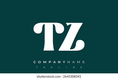 TZ Creative Abstract Typography Logo Design. Elegant logo combining bold typography and creative shapes, ideal for branding and identity solutions.