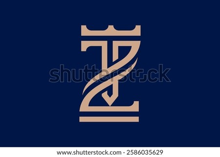 TZ crown letter logo design, initial, icon, monogram, symbol. This logo is crafted in luxurious gold tones. Perfect for industries such as legal services, finance, luxury retail, or consulting brands.