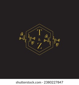 TZ elegant wedding initial logo in high quality professional design that will print well across any print media