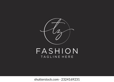 TZ Feminine logo beauty monogram and elegant logo design, handwriting logo of initial signature, wedding, fashion, floral and botanical with creative template.