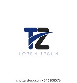 tz initial letter uppercase logo blue and black