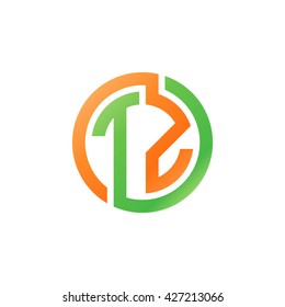 TZ initial letters looping linked circle logo orange green