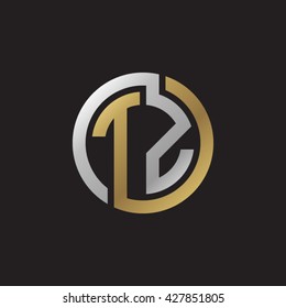 TZ initial letters looping linked circle elegant logo golden silver black background