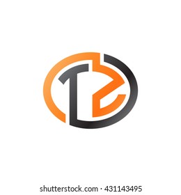 TZ initial letters looping linked ellipse logo orange black