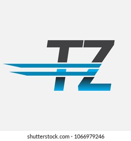 TZ initial logo company name colored black and blue, Simple and Modern Logo Design.