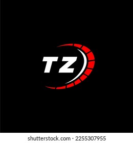 TZ initial monogram for automotive logo with speed image design vector