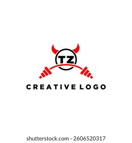 TZ initial monogram for fitnes or gym logo with devil style design