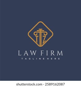 TZ initial monogram logo for lawfirm with pillar in creative square design