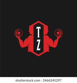 TZ initials fitness sport gym logo design vector