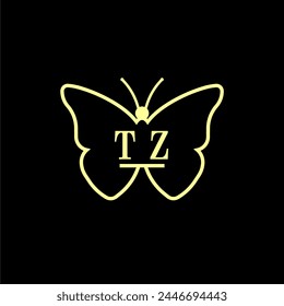 TZ Initials Luxury Butterfly logo Vector illustration