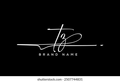 TZ letter beauty handwriting vector logo. 