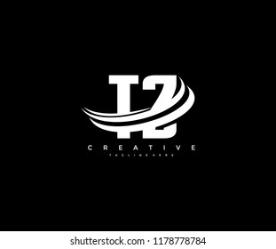 TZ Letter Creative Modern Monogram Three Black Swoosh Design Logo