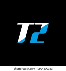 TZ letter logo design on black background. TZ creative initials letter logo concept. TZ icon design. TZ white and blue letter icon design on black background. T Z 