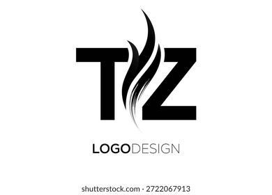 Letra TZ logotipo monograma com pincel artístico traçado para identidade de marca moderna