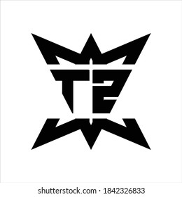 TZ Logo monogram with crown up down side design template on white background