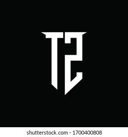 TZ logo monogram with emblem shield style design template