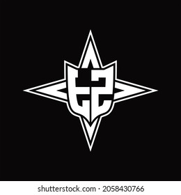 TZ Logo monogram with four direction arrows design template on black background