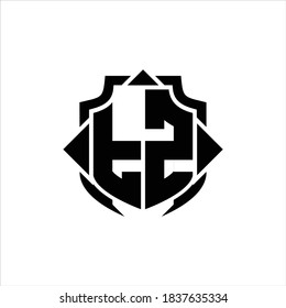 TZ Logo monogram with shield line and 3 arrows shape design template on white background