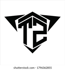 TZ Logo monogram with wings arrow around design template on white background