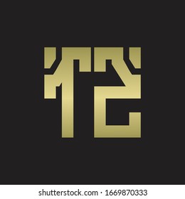 TZ-Logo mit quadratischer Design-Vorlage mit goldenen Farben